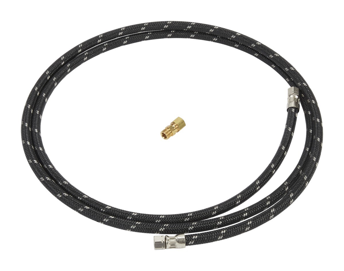 Refrigerator Water Line Installation Kit, Black, with (1) 7'L industrial braided flexible hose and (1) brass union